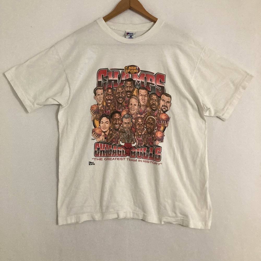 Vtg 90s Chicago Bulls NBA Finals Champions Character Shirt XL USA Single Stitch